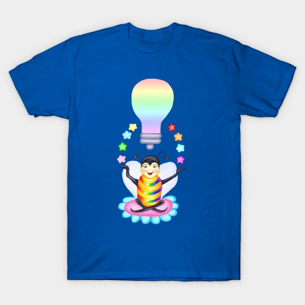 Bee Rainbow Lightbulb Idea T-Shirt by Art by Deborah Camp